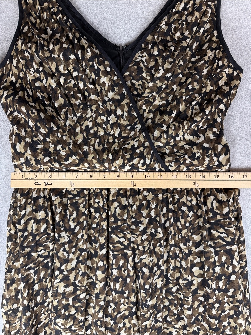Talbots Pure Silk Vintage Faux Wrap Abstract Camo Print Midi Dress Size 10 - Picture 13 of 15